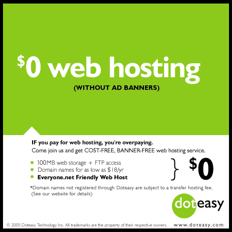 $0 Web Hosting - 100MB Storage with FTP Access - Cost Free - Banner Free Web Hosting Service